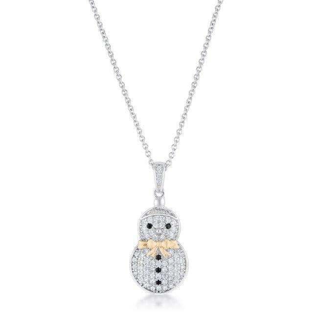 .35 ct CZ Two-Tone Snowman Pave Holiday Pendant - JGI - Flyclothing LLC