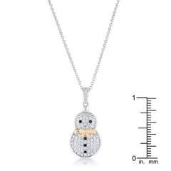 .35 ct CZ Two-Tone Snowman Pave Holiday Pendant - JGI
