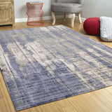 5' X 7' Grey Blue Hand Loomed Abstract Brushstroke Indoor Area Rug - Homeroots - Flyclothing LLC