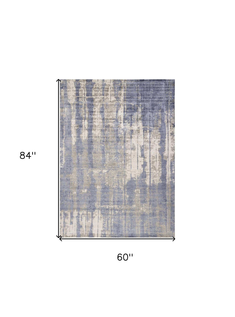 5' X 7' Grey Blue Hand Loomed Abstract Brushstroke Indoor Area Rug - Homeroots - Flyclothing LLC