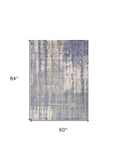5' X 7' Grey Blue Hand Loomed Abstract Brushstroke Indoor Area Rug - Homeroots