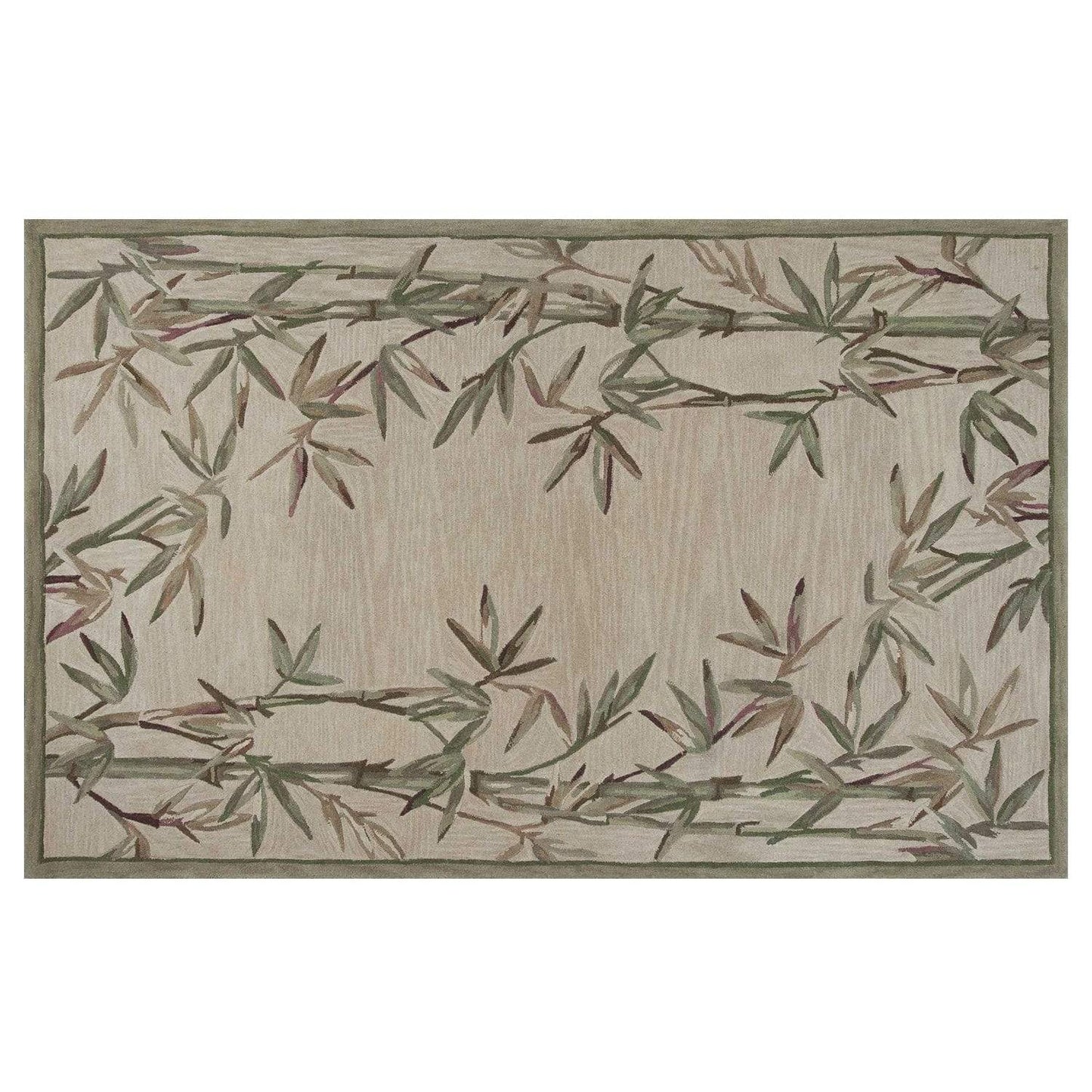 5' X 8' Ivory Hand Tufted Bordered Bamboo Indoor Area Rug - Homeroots - Flyclothing LLC