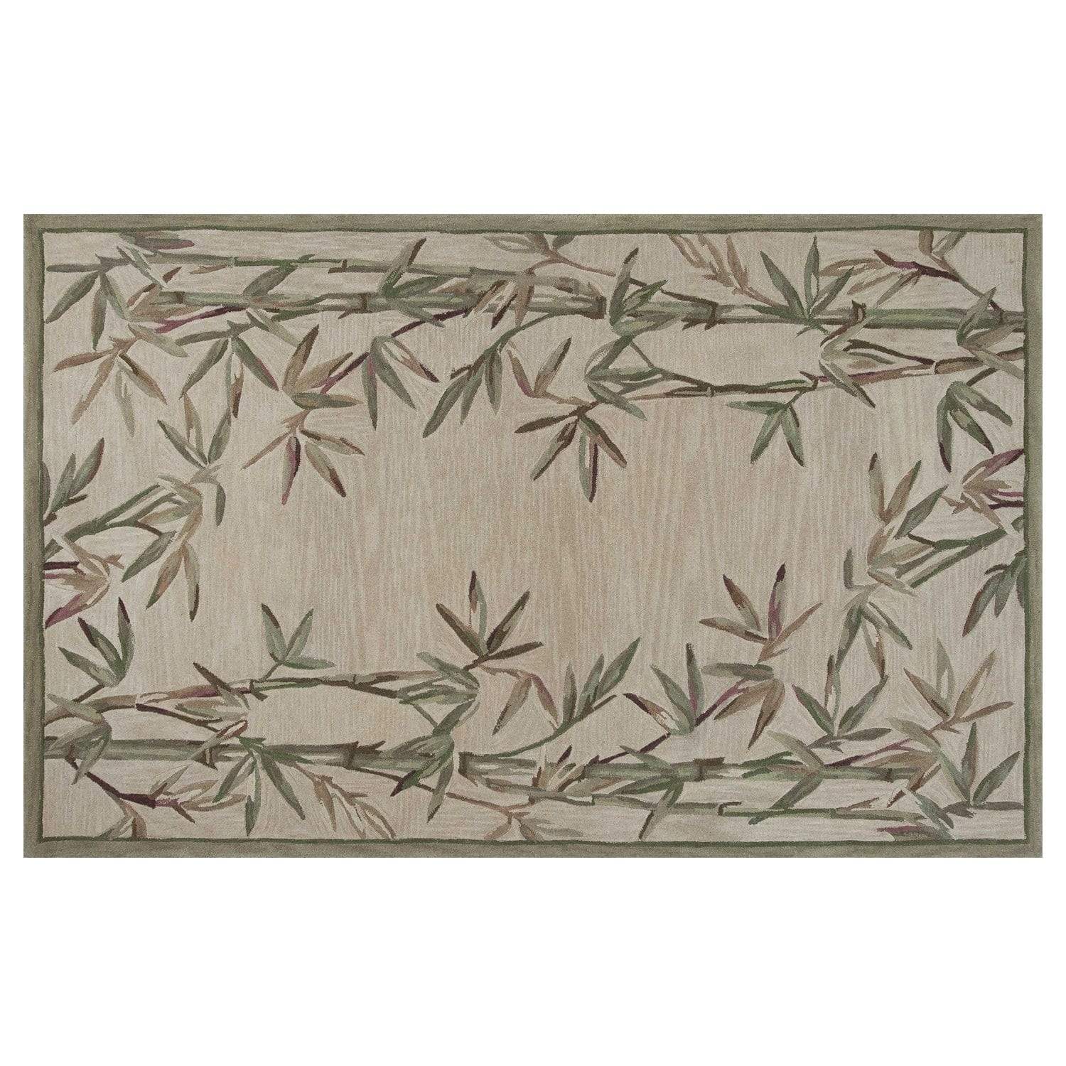 5' X 8' Ivory Hand Tufted Bordered Bamboo Indoor Area Rug - Homeroots - Flyclothing LLC