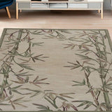 5' X 8' Ivory Hand Tufted Bordered Bamboo Indoor Area Rug - Homeroots - Flyclothing LLC