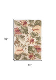 5' X 8' Beige Hand Tufted Tropical Leaves Indoor Area Rug - Homeroots
