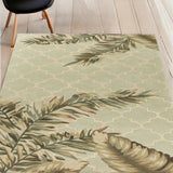 5' X 8' Sage Green Hand Tufted Tropical Quatrefoil Indoor Area Rug - Homeroots