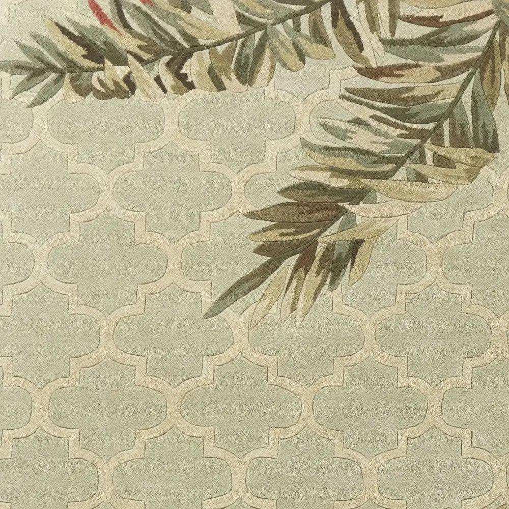 5' X 8' Sage Green Hand Tufted Tropical Quatrefoil Indoor Area Rug - Homeroots - Flyclothing LLC