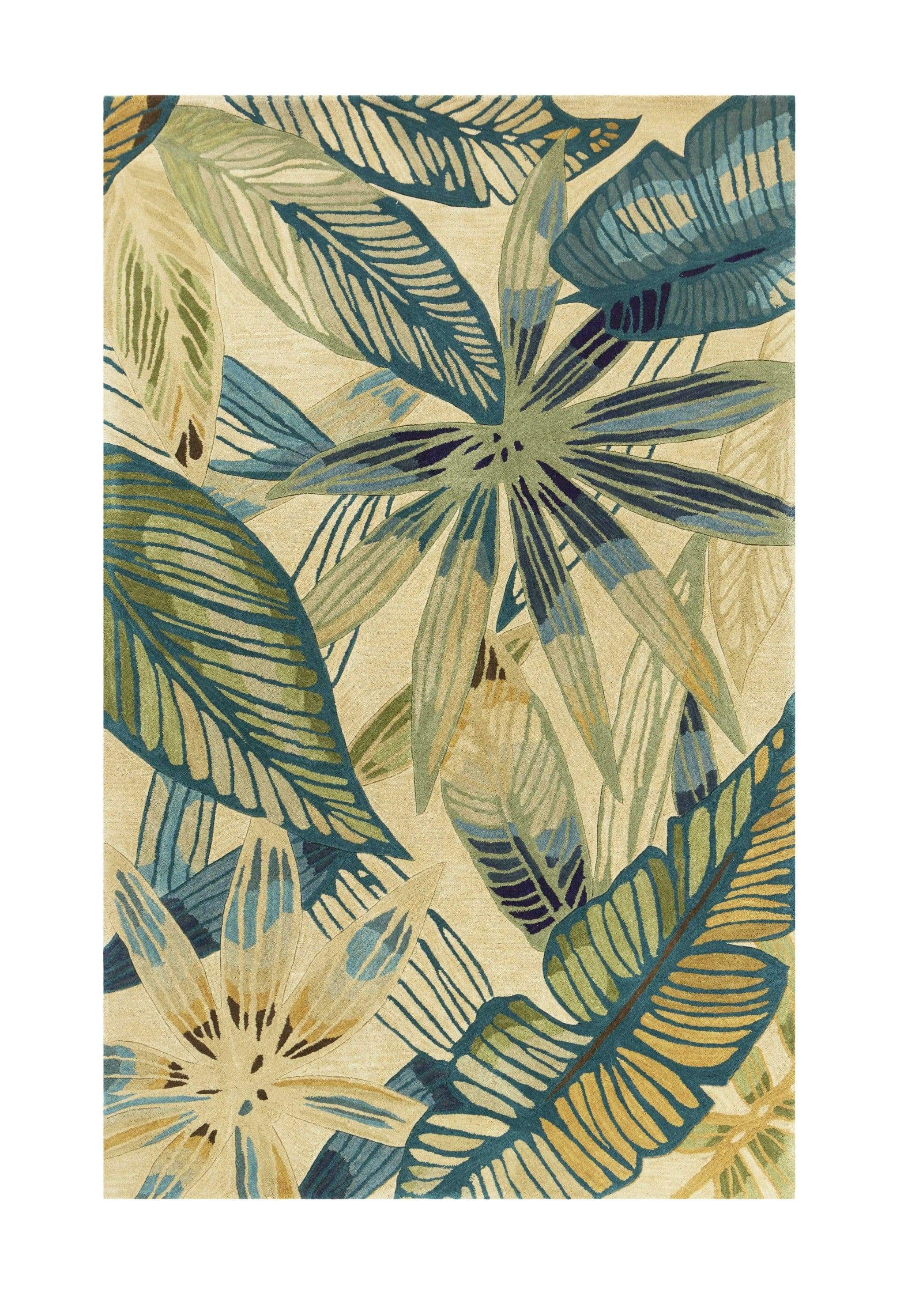 5' X 8' Wool Ivory Or Teal Area Rug - Homeroots - Flyclothing LLC