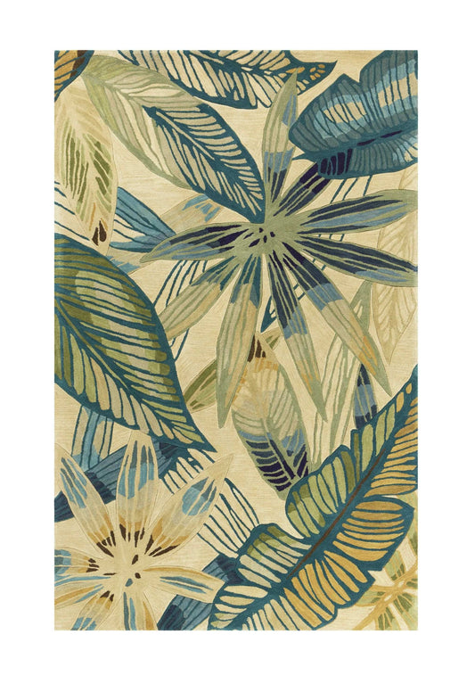 5' X 8' Wool Ivory Or Teal Area Rug - Homeroots - Flyclothing LLC
