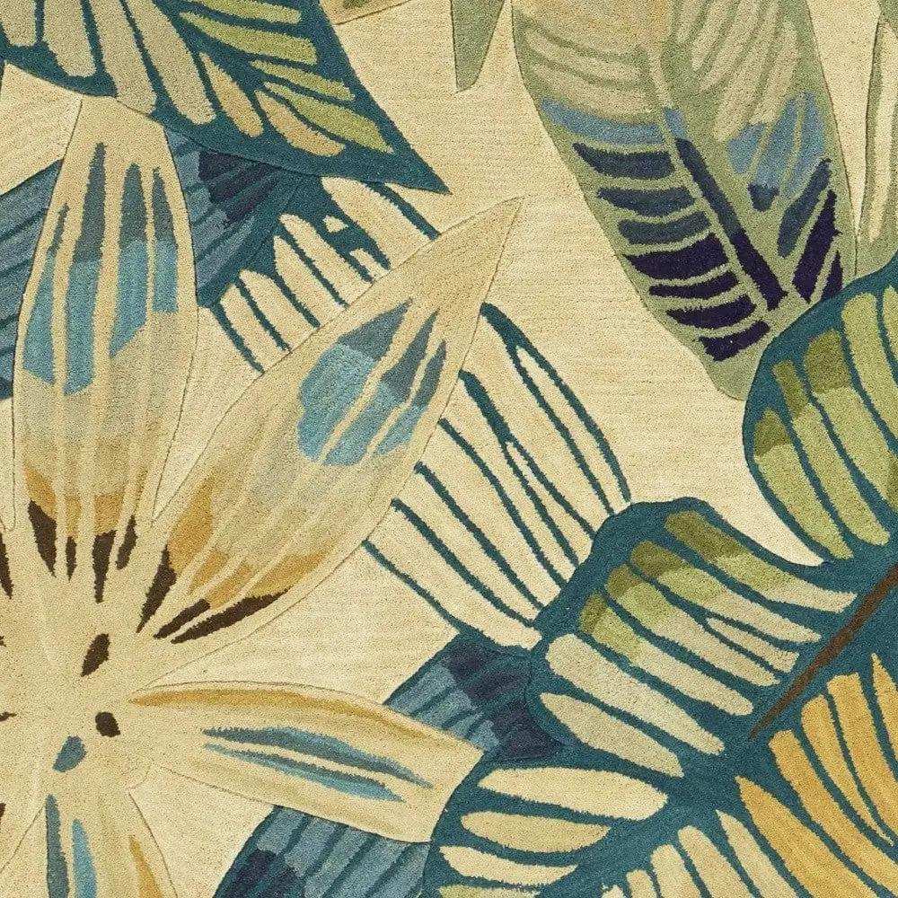 5' X 8' Wool Ivory Or Teal Area Rug - Homeroots - Flyclothing LLC