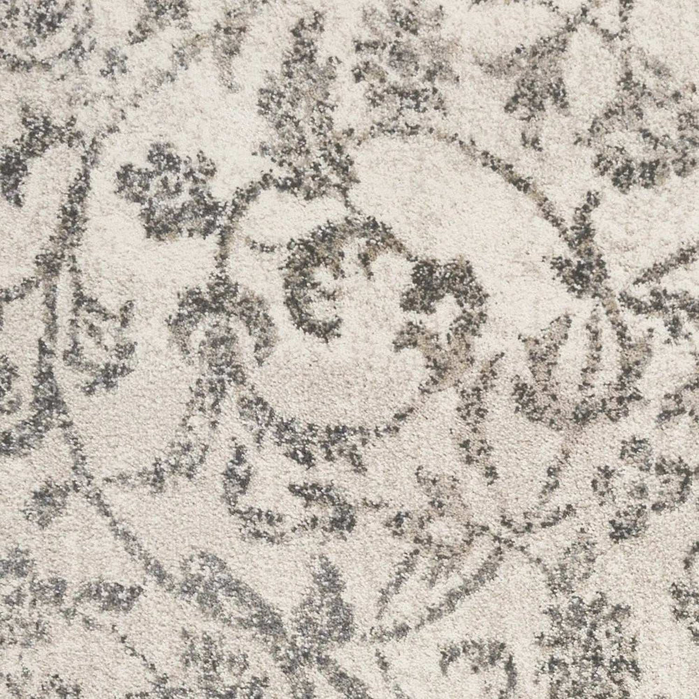 8' X 10' Ivory and Gray Floral Vines Distressed Area Rug - Homeroots - Flyclothing LLC