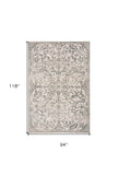 8' X 10' Ivory and Gray Floral Vines Distressed Area Rug - Homeroots