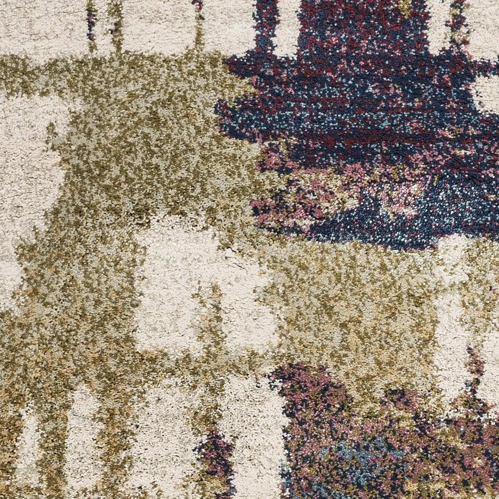 8' X 10' Ivory Machine Woven Abstract Brushstrokes Indoor Area Rug - Homeroots
