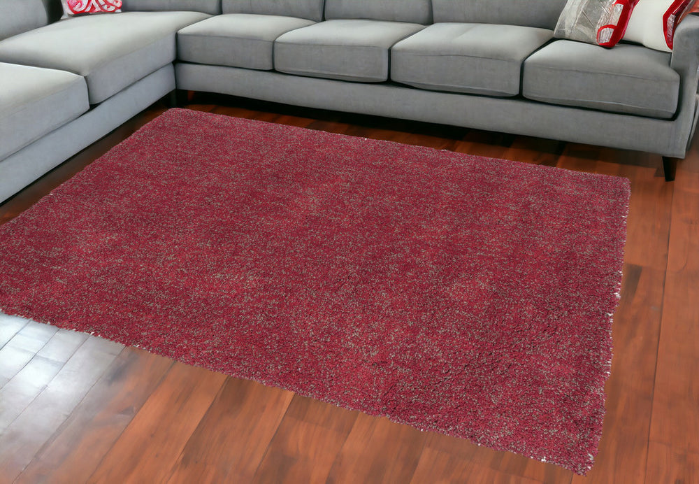 8' X 11' Red Heather Indoor Shag Rug - Homeroots