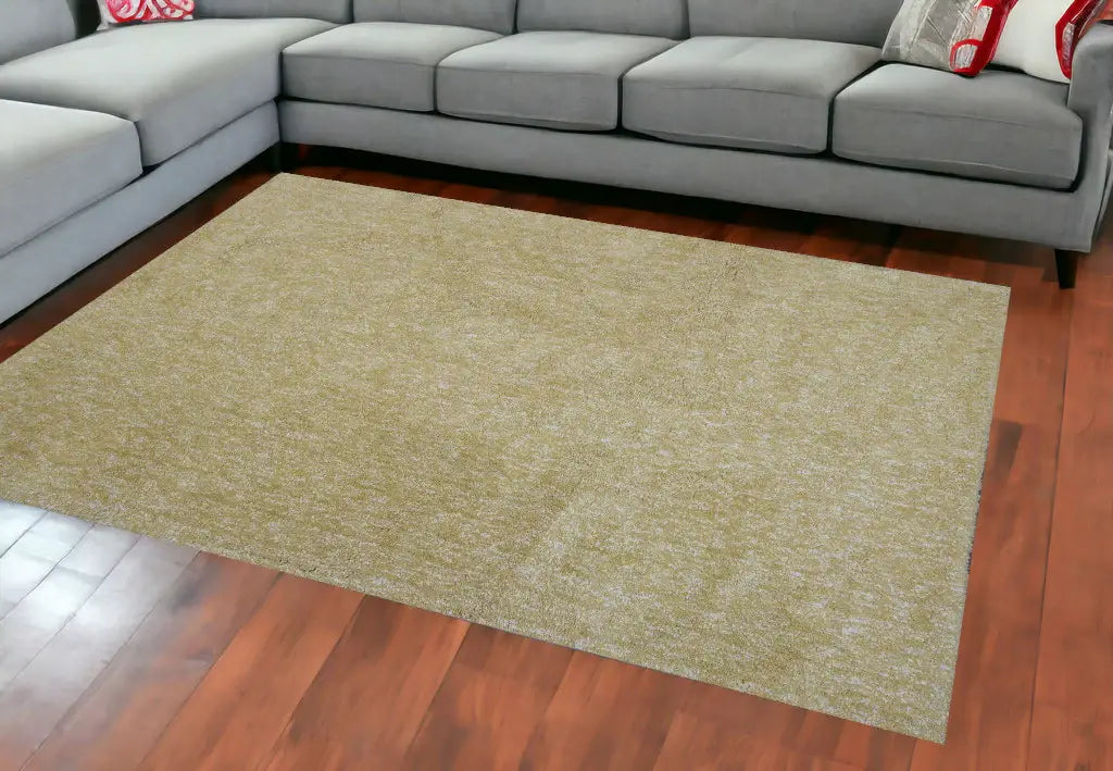 8' X 11' Yellow Heather Indoor Shag Rug - Homeroots - Flyclothing LLC