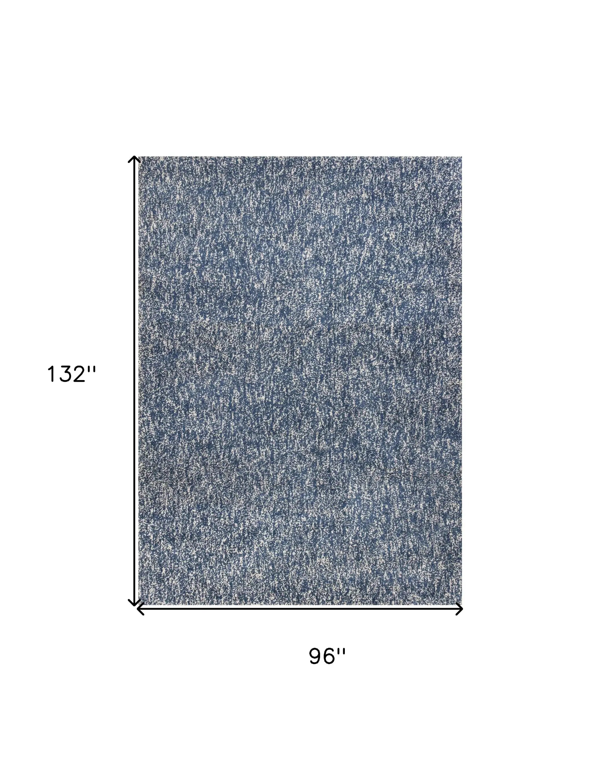 8' X 11' 'Indigo And Ivory Heather Shag Area Rug - Homeroots - Flyclothing LLC