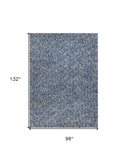 8' X 11'  'Indigo And Ivory Heather Shag Area Rug - Homeroots