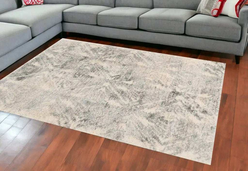8' X 13' Modern Ivory And Grey Abstract Area Rug - Homeroots - Flyclothing LLC