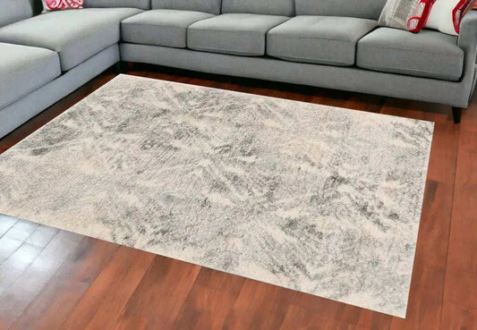 8' X 13' Modern Ivory And Grey Abstract Area Rug - Homeroots - Flyclothing LLC