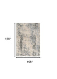 9' X 13' Ivory Blue Machine Woven Abstract Indoor Area Rug - Homeroots
