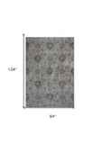 8' X 11' Silver Machine Woven Traditional Floral Indoor Area Rug - Homeroots