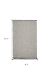 7' X 9' Gray and Ivory Wool Hand Woven Area Rug - Homeroots