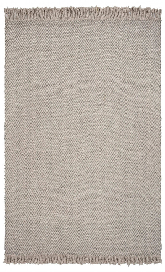 8' X 10' Oatmeal Beige Hand Woven Herringbone Indoor Area Rug - Homeroots - Flyclothing LLC