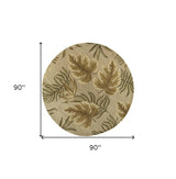 8' Sand Beige Hand Tufted Tropical Leaves Round Indoor Area Rug - Homeroots - Flyclothing LLC
