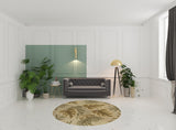 8' Sand Beige Hand Tufted Tropical Leaves Round Indoor Area Rug - Homeroots