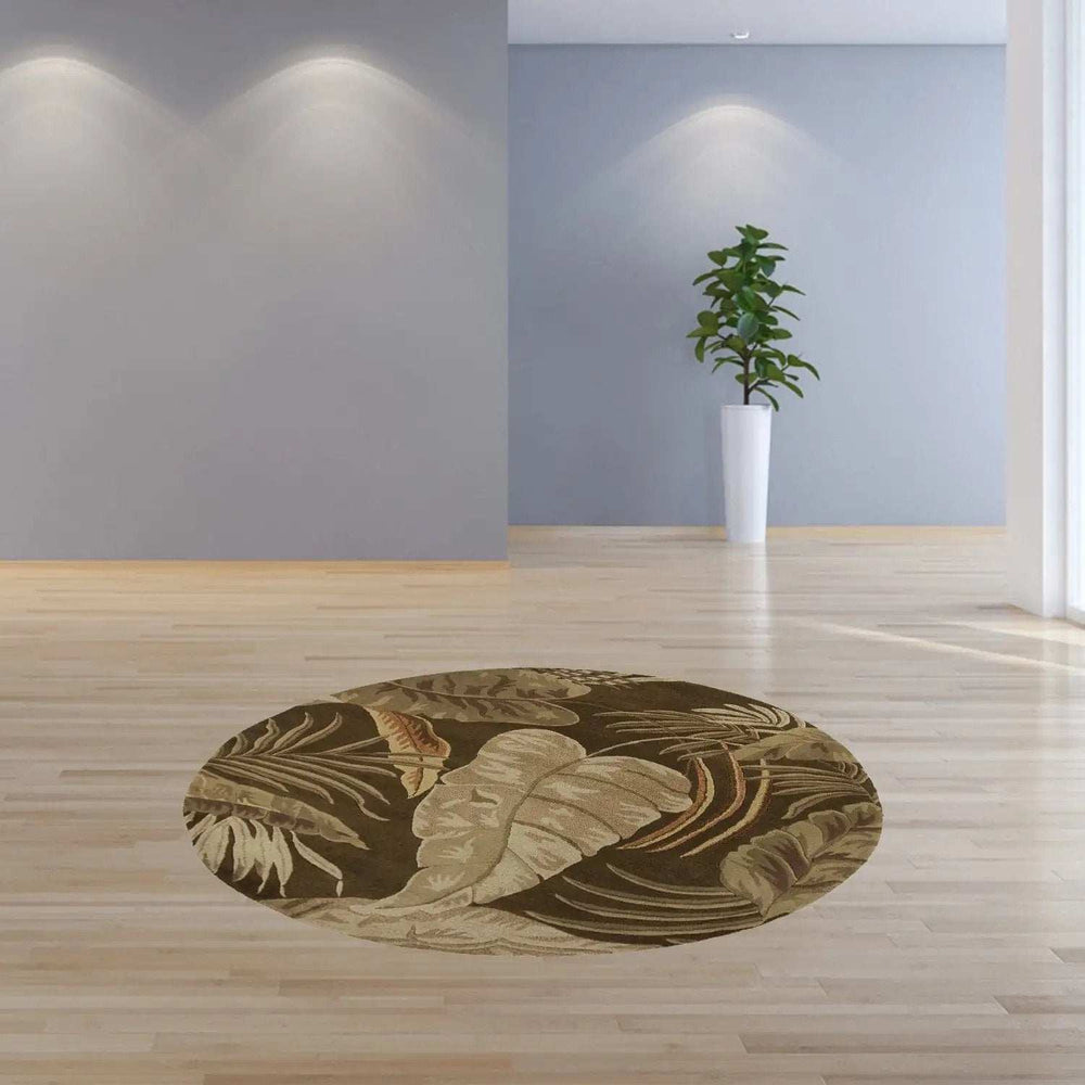 7' Round Wool Mocha Area Rug - Homeroots - Flyclothing LLC