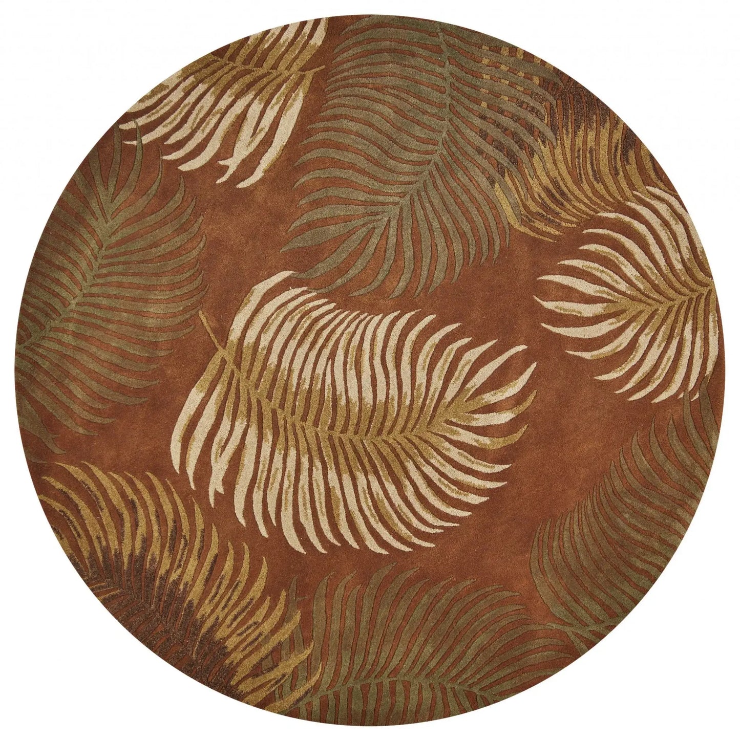 8' Rust Round Wool Hand Tufted Area Rug - Homeroots - Flyclothing LLC