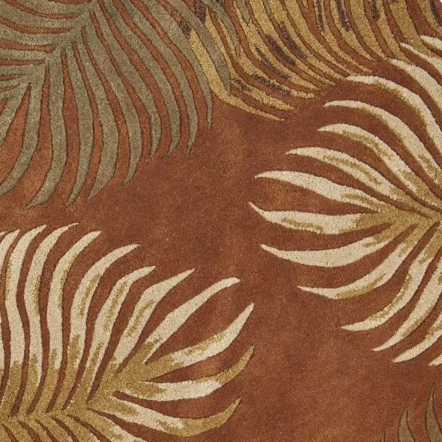 8' Rust Round Wool Hand Tufted Area Rug - Homeroots - Flyclothing LLC
