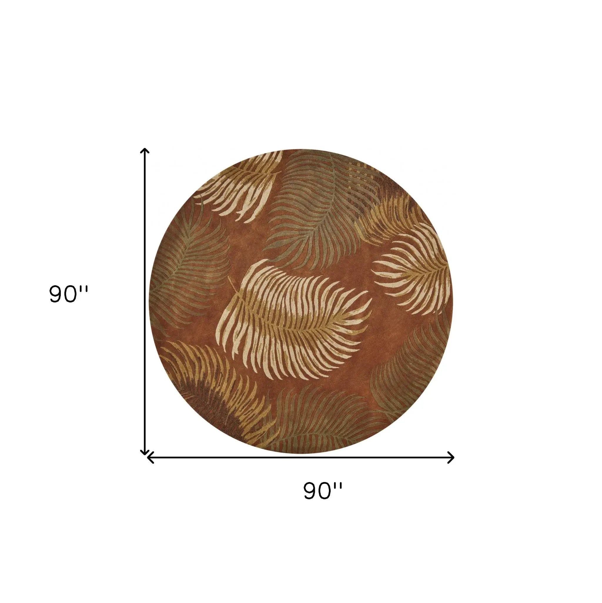 8' Rust Round Wool Hand Tufted Area Rug - Homeroots - Flyclothing LLC