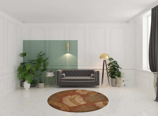 8' Rust Round Wool Hand Tufted Area Rug - Homeroots - Flyclothing LLC