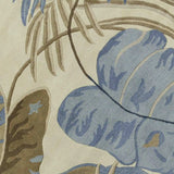 8' Ivory Blue Hand Tufted Tropical Leaves Round Indoor Area Rug - Homeroots - Flyclothing LLC