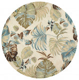 7' Round Wool Ivory Or Blue Area Rug - Homeroots