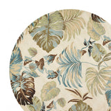 7' Round Wool Ivory Or Blue Area Rug - Homeroots