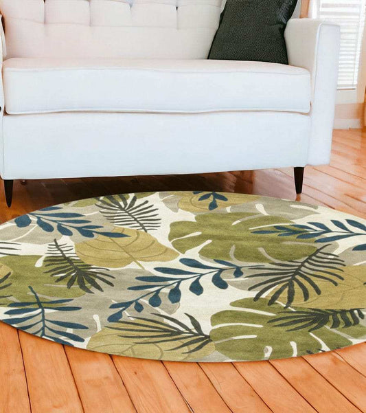 7' Round Wool Ivory Area Rug - Homeroots - Flyclothing LLC