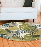 7' Round Wool Ivory  Area Rug - Homeroots