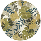 7' Round Wool Ivory  Area Rug - Homeroots