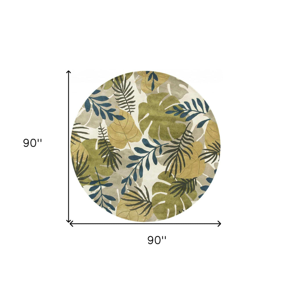 7' Round Wool Ivory Area Rug - Homeroots - Flyclothing LLC