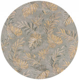 8' Grey Hand Tufted Tropical Palms Round Indoor Area Rug - Homeroots