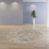 8' Grey Hand Tufted Tropical Palms Round Indoor Area Rug - Homeroots
