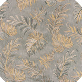 8' Grey Hand Tufted Tropical Palms Round Indoor Area Rug - Homeroots