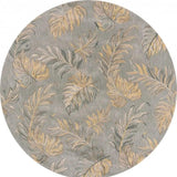 8' Grey Hand Tufted Tropical Palms Round Indoor Area Rug - Homeroots