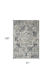 8' X 11' Ivory Machine Woven Distressed Diamond Floral Medallion Indoor Area Rug - Homeroots