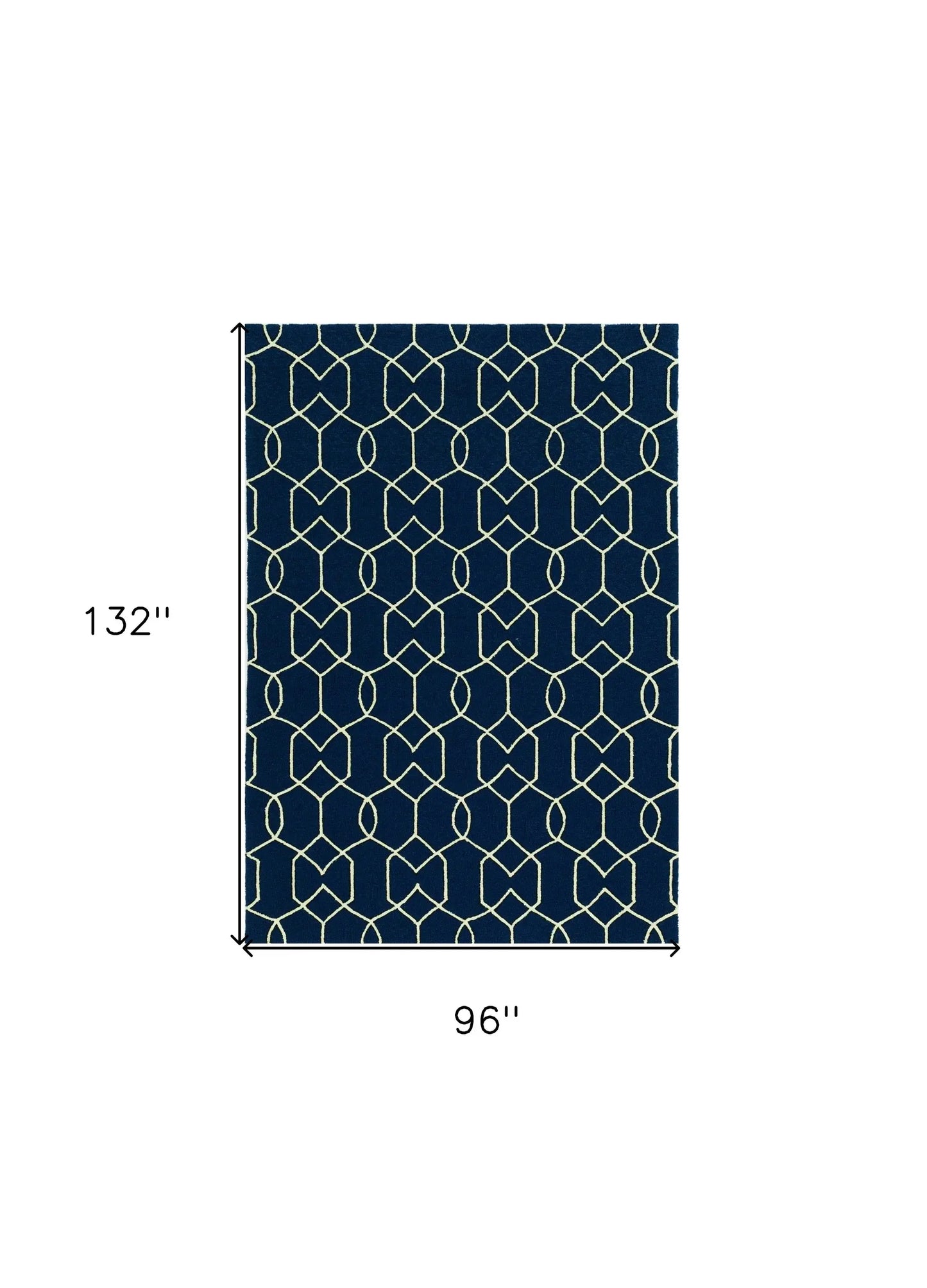 8' X 11' Navy Blue Moroccan Indoor Outdoor Area Rug - Homeroots - Flyclothing LLC