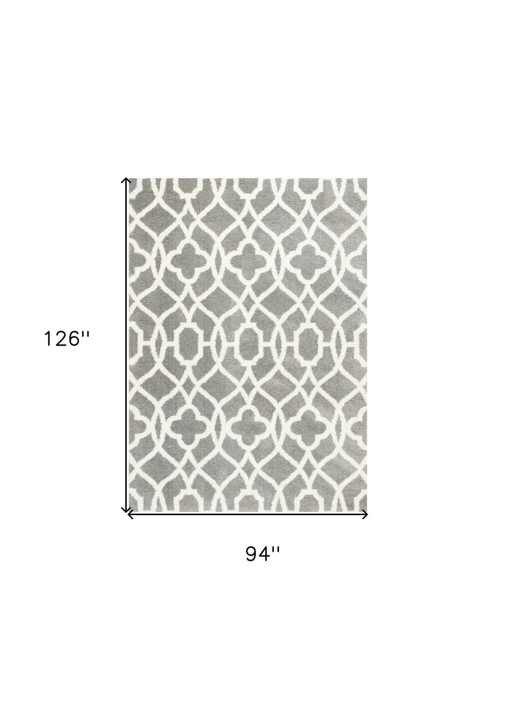 8' X 11' Grey Ivory Machine Woven Ogee Indoor Shag Area Rug - Homeroots