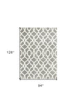 8' X 11' Grey Ivory Machine Woven Ogee Indoor Shag Area Rug - Homeroots
