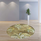 8' Moss Green Hand Tufted Tropical Trees Round Indoor Area Rug - Homeroots - Flyclothing LLC